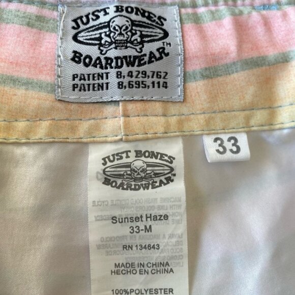 Just Bones Boardwear Board Shorts Pastel Horizontal Stripes and adjustable waist - Picture 5 of 8